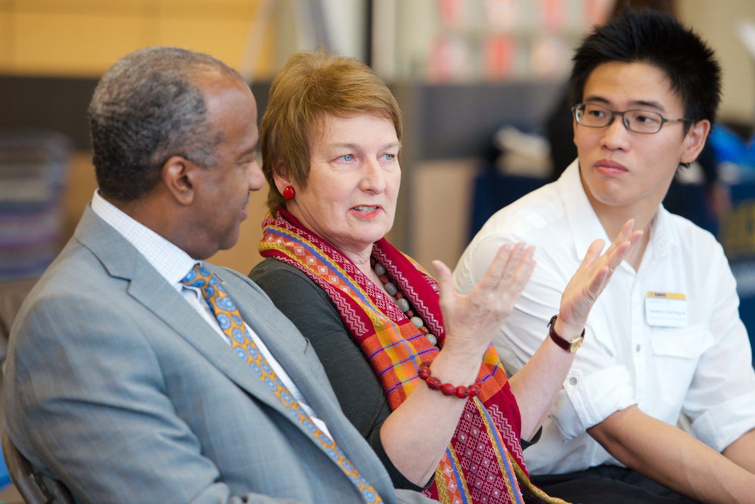 Joanna Regulska with Chancellor Gary May and student