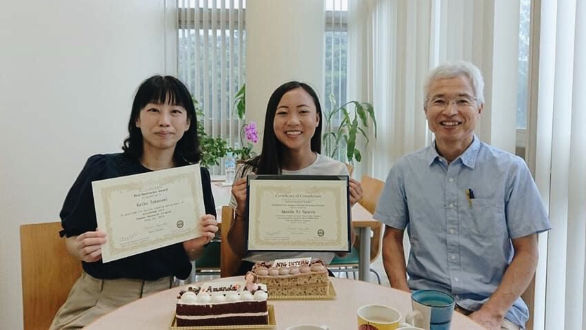Nguyen with Assistant Professor Takanami and Associate Professor Koide
