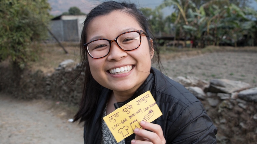 UC Davis student Tiffany Trihn during the 2017-18 Seminar Abroad in Nepal, where teams of UC Davis and Nepalese university students worked on community-based projects related to sustainability, community, and technology with Nepalese university partners over winter break. Liz McAllister/UC Davis.
