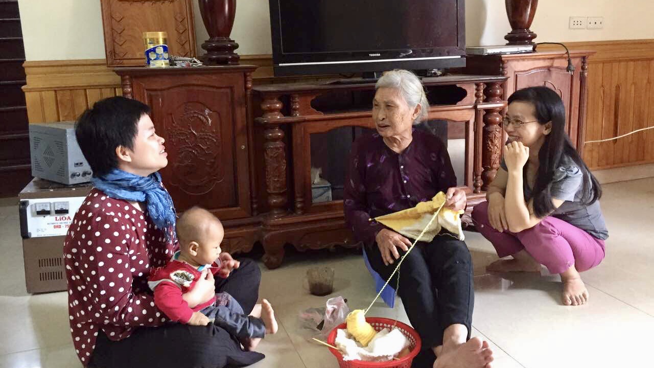 A family caregiving intervention being delivered in a Vietnamese home