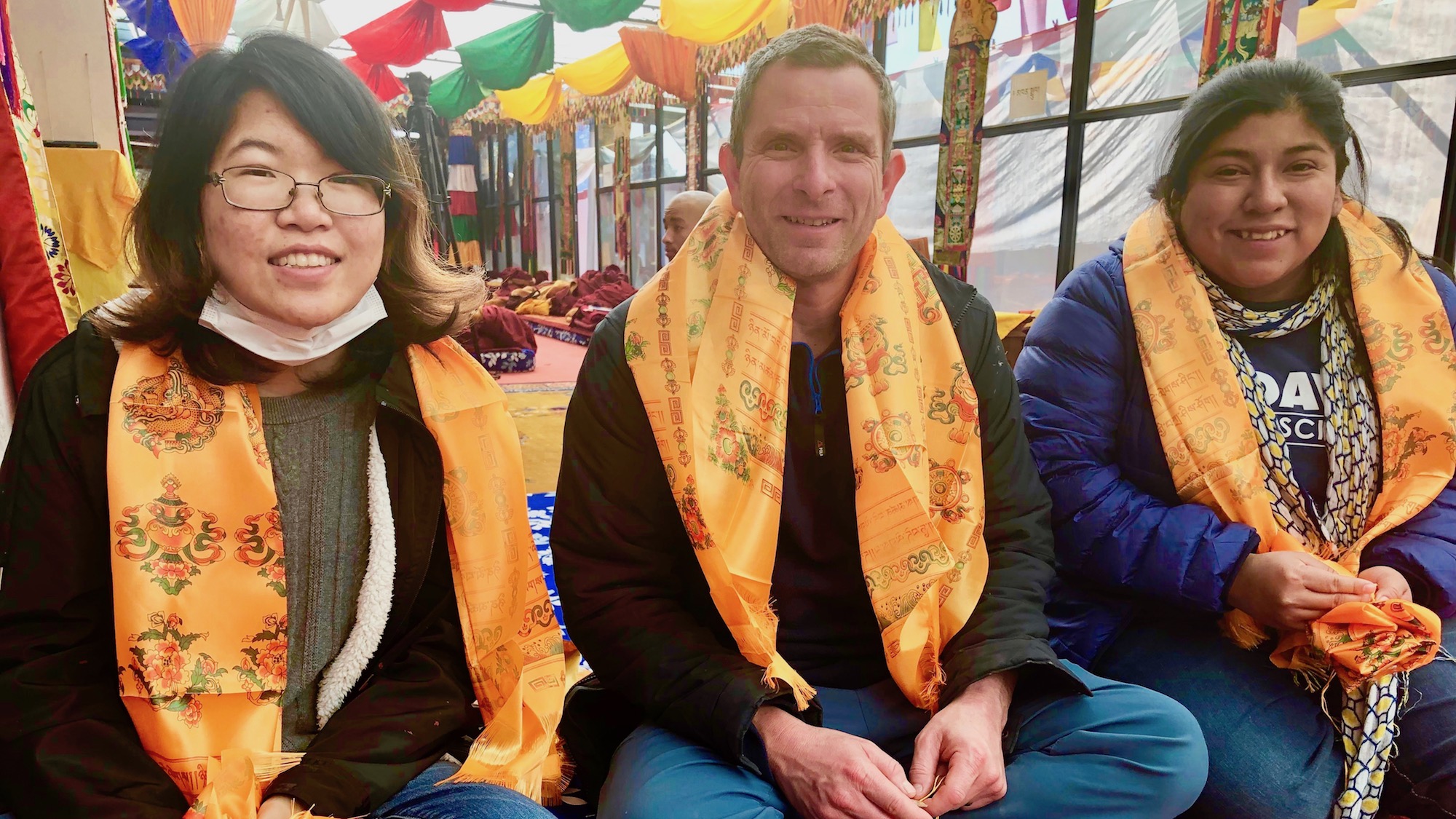 Ruby Chen, Maurice Pitesky and Myrna Cadena visiting a Buddhist monastery in Nepal