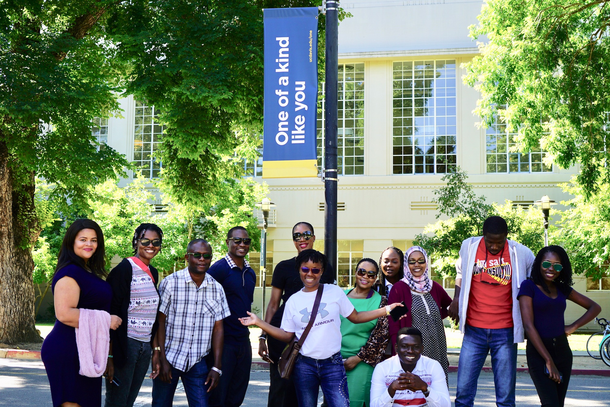 Mandela Fellows at UC Davis sign on campus