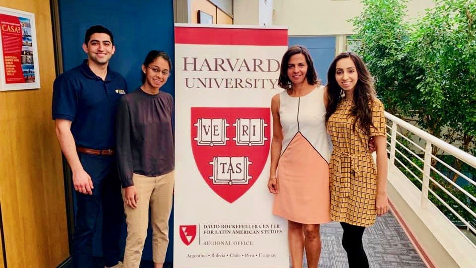 L-R: UC Davis MBA students Bryan Dastmalchi, Ananta Sen, Marcela Renteria, and Marjan Malik at the Harvard DRCLAS Center