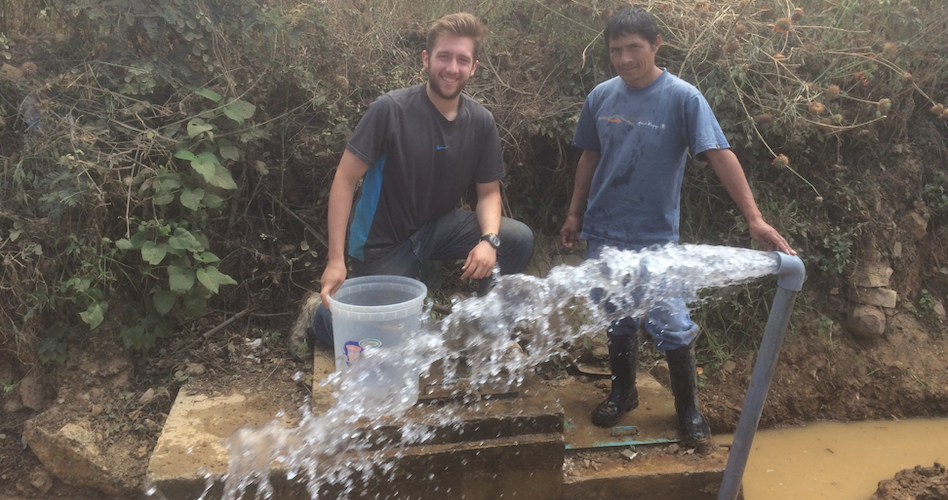 Civil engineering major Nicolas Dante Dilliott rebuilding a community water system in Peru. (Photo courtesy of UC Davis Study Abroad)
