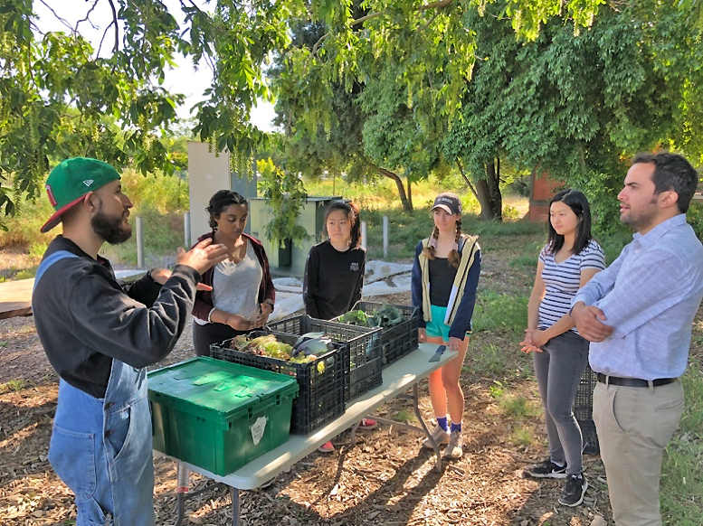 Yáñez and student workers at Student Farm