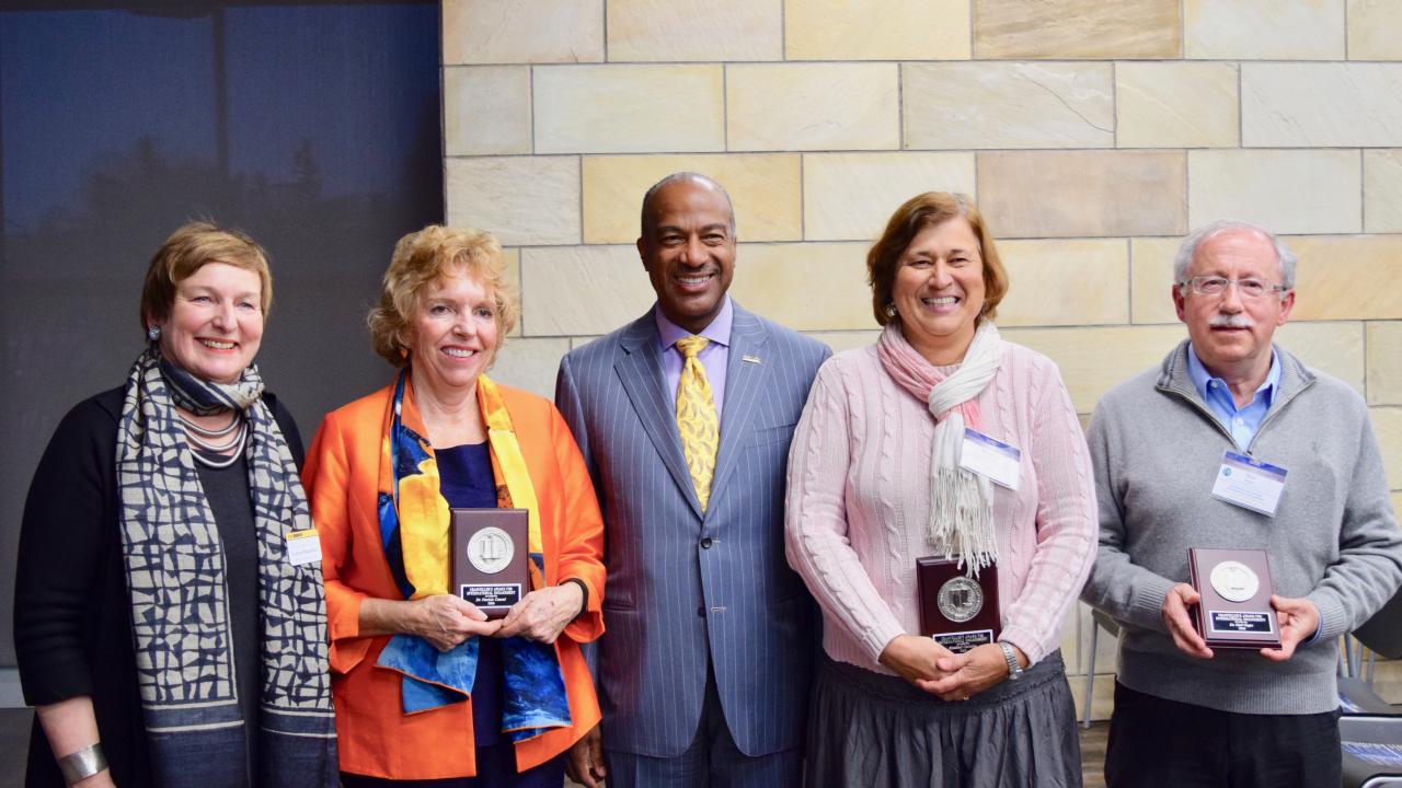 Chancellor Gary S. May with Chancellor's Awardees