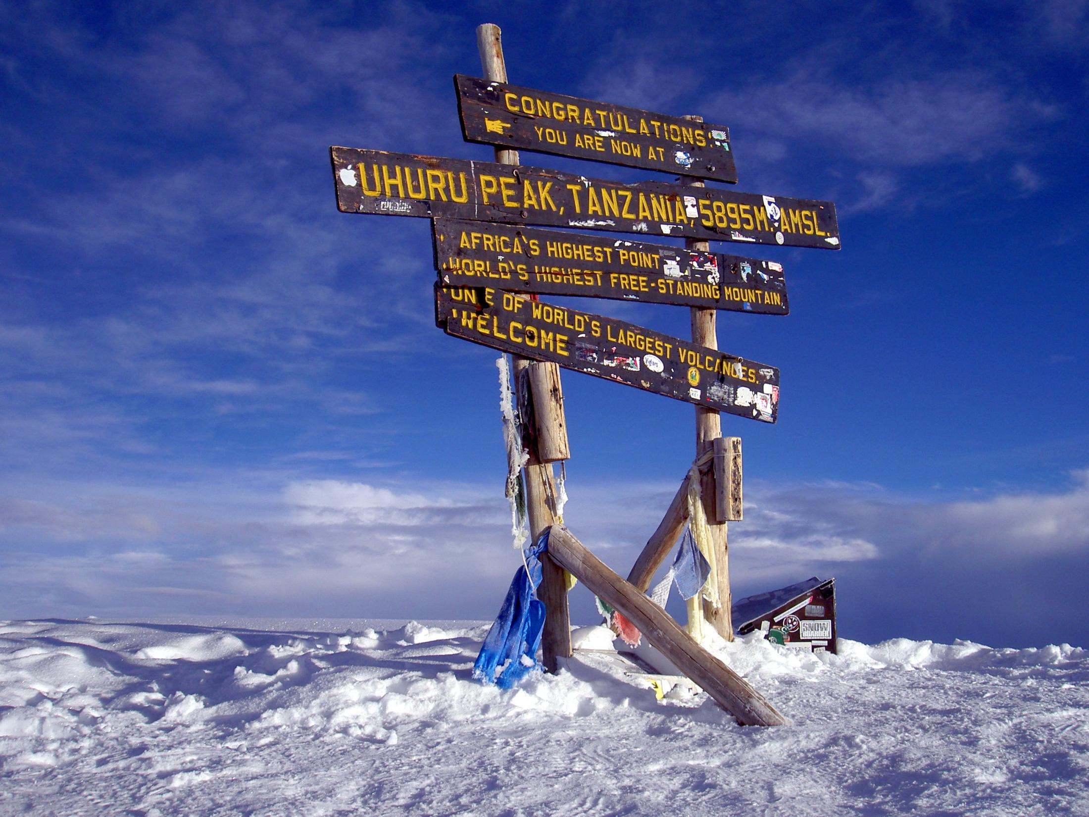 Uhuru Peak on Mt Kilimanjaro