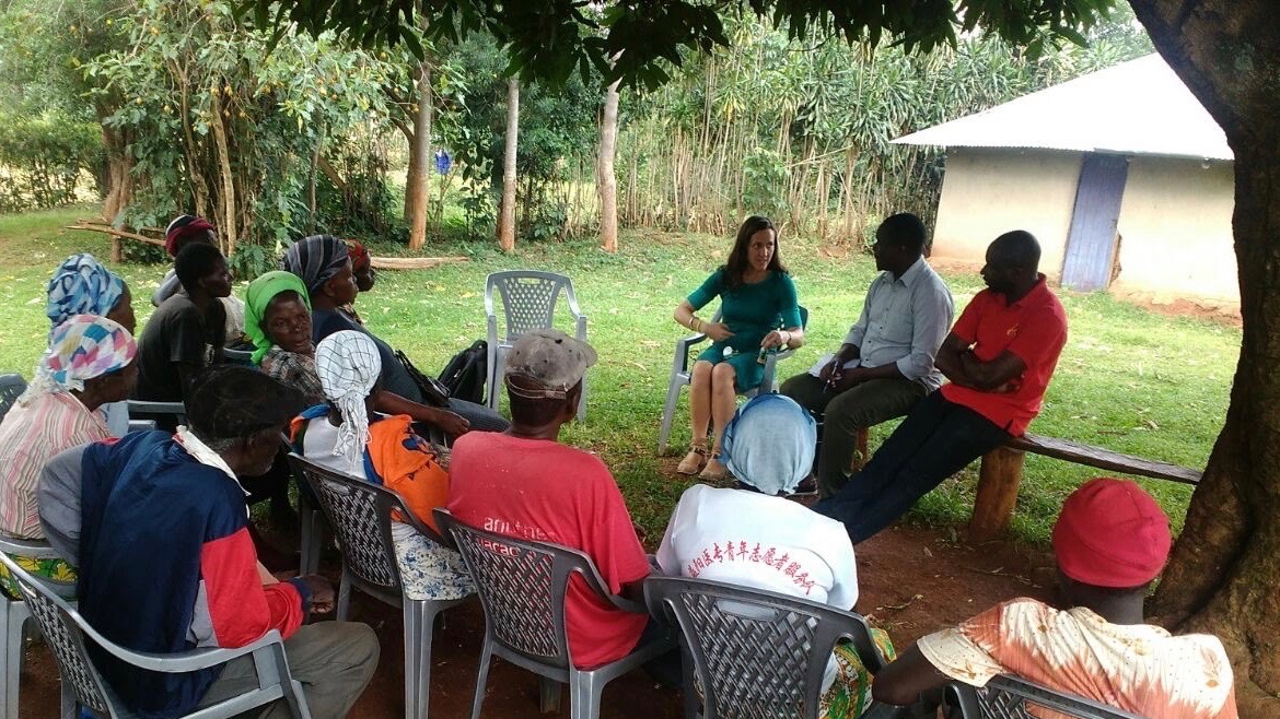 Waterman in Kisumu, Kenya with farmers who are learning to grow, process and eat moringa leaves.