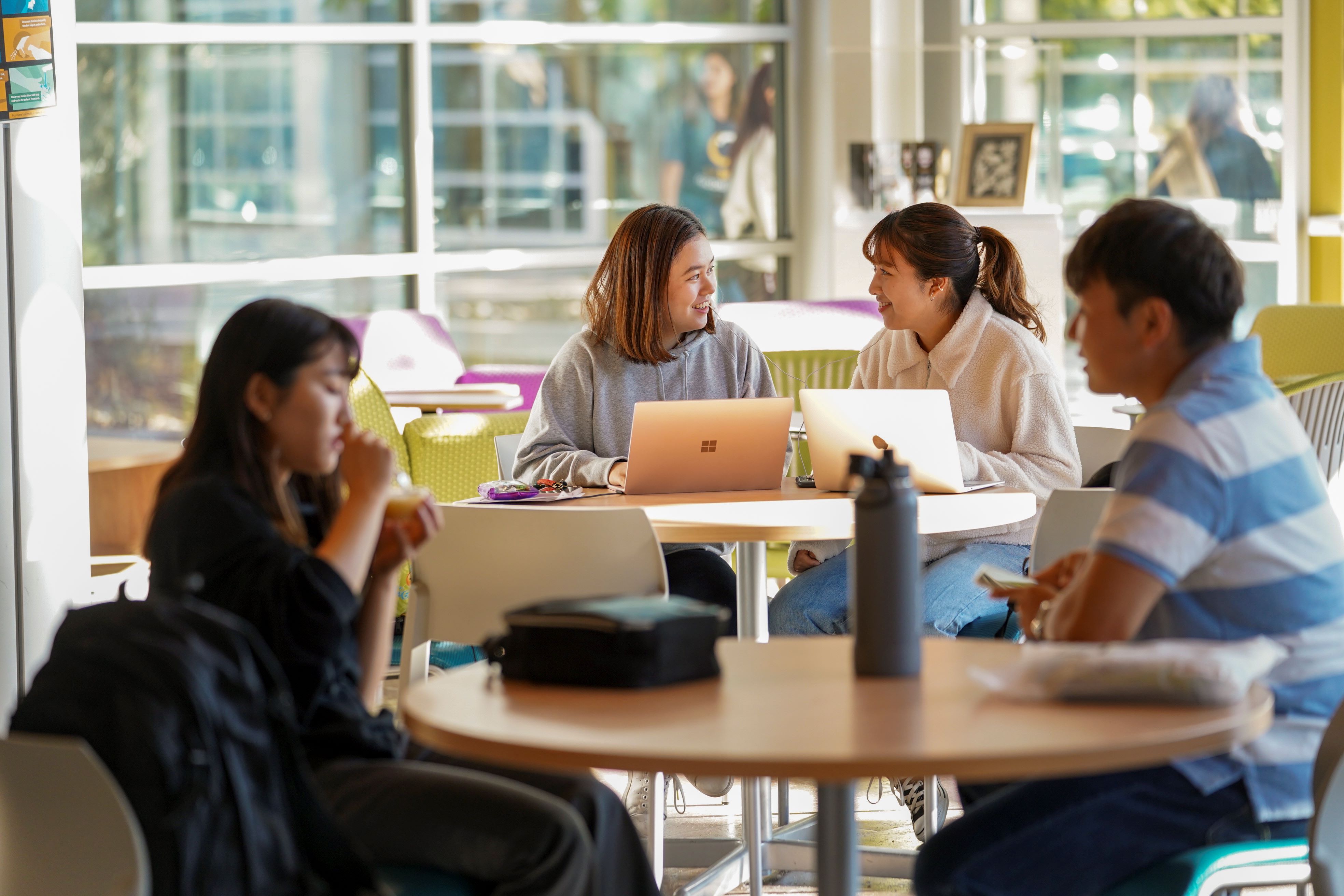 UC Davis students studying at the International Center