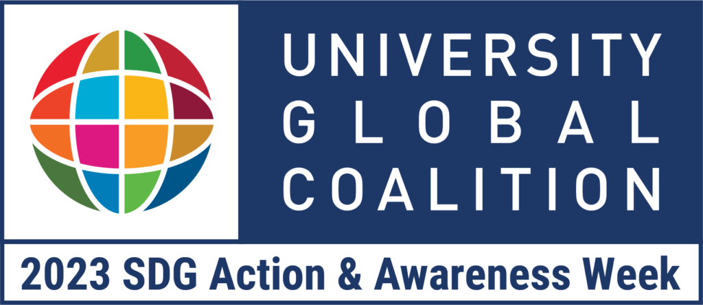 A logo graphic that reads "University Global Coalition. 2023 SDG Action and Awareness Week"