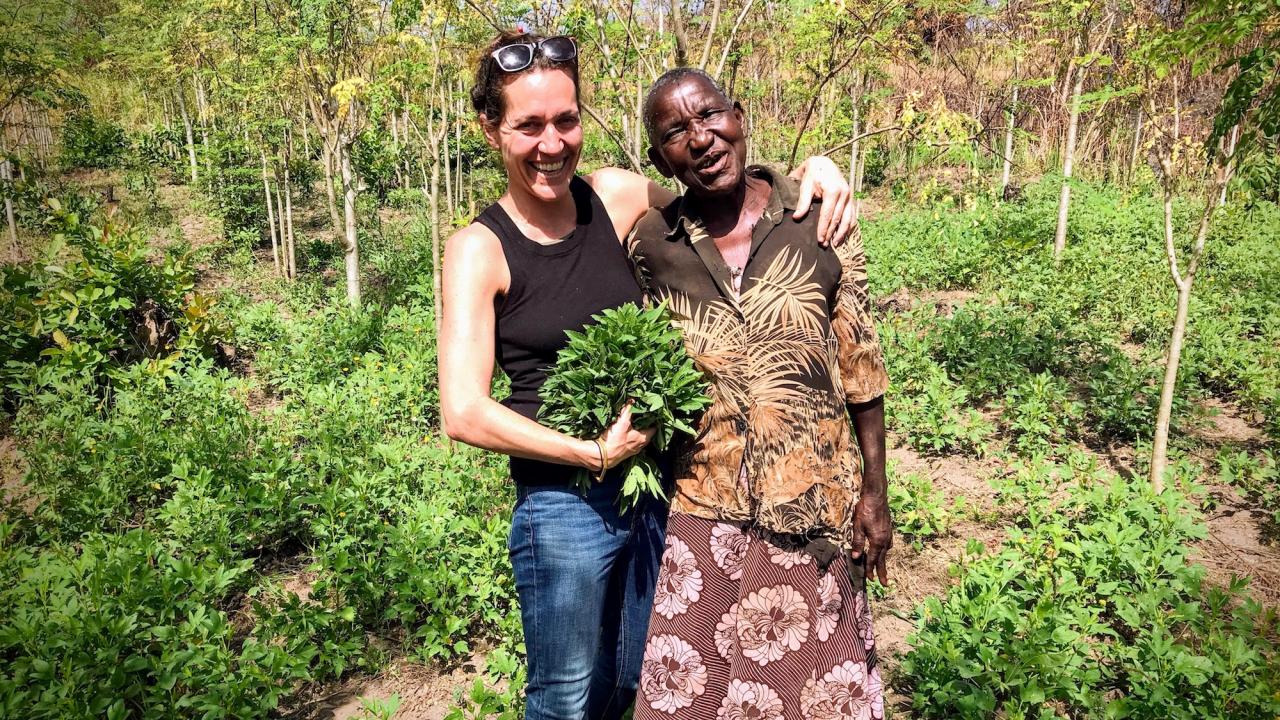 Grant recipient Carrie Waterman, an assistant researcher of nutrition at UC Davis, and Margaret Akuma, a moringa farmer from Northern Uganda