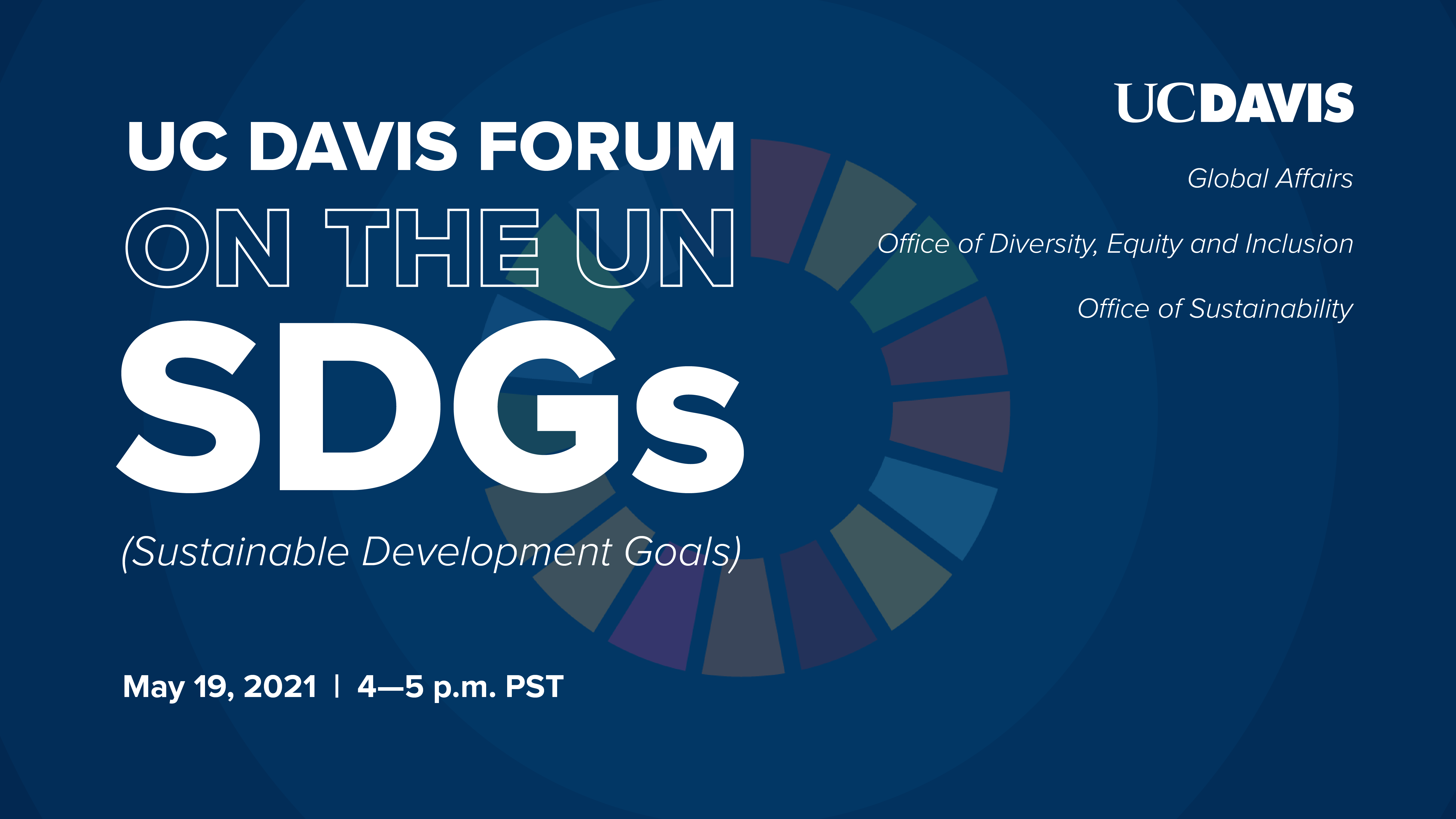 SDG Forum Spring 2021 graphic with May 19 date
