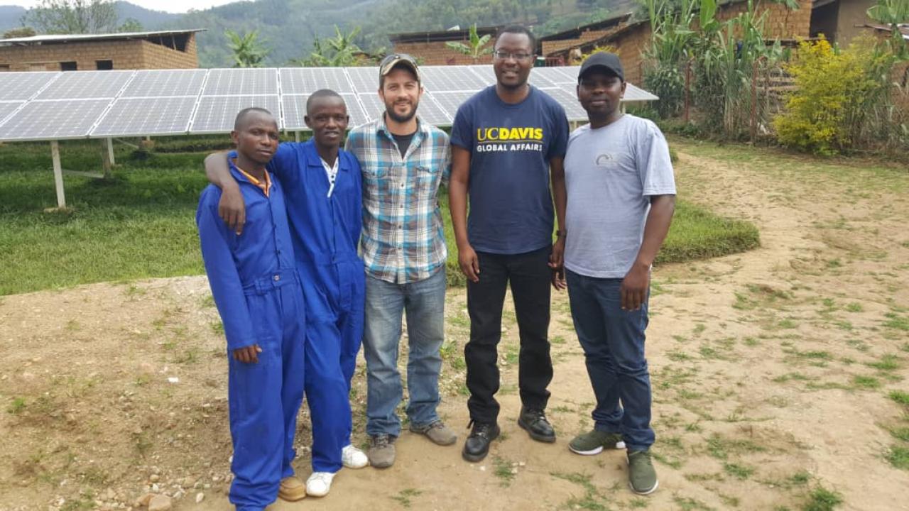 UC Davis Ph.D. student Nicholas Bowden (third from right) and 2017-18 UC Davis Mandela Washington Fellow Janvier Kabananiye (second from left) in Rwanda.