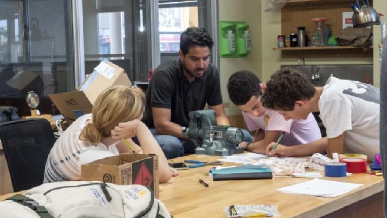 Brazilian high school students participating in a week-long design class at UC Davis to develop solutions for a community garden in Sacramento (The Enterprise) Brazilian students at UC Davis D-lab