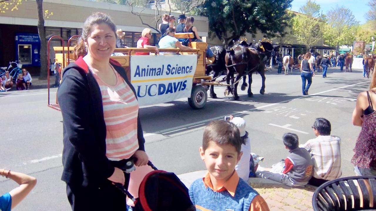 UC Davis Visiting Fulbright Scholar Rovshan Abbasov's family in the City of Davis. Fulbrighter's family at UC Davis event