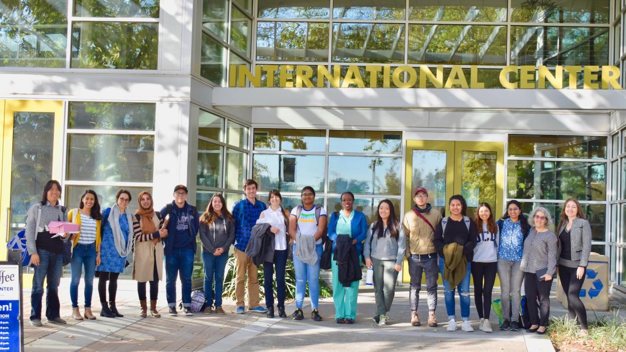 2019-20 Global Education for All Fellows outside the International Center on campus.