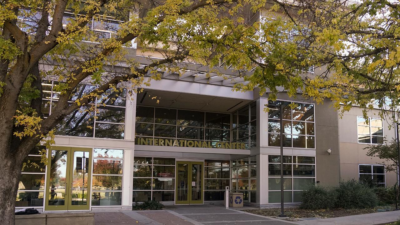 Exterior of the entrance of the International Center at UC Davis