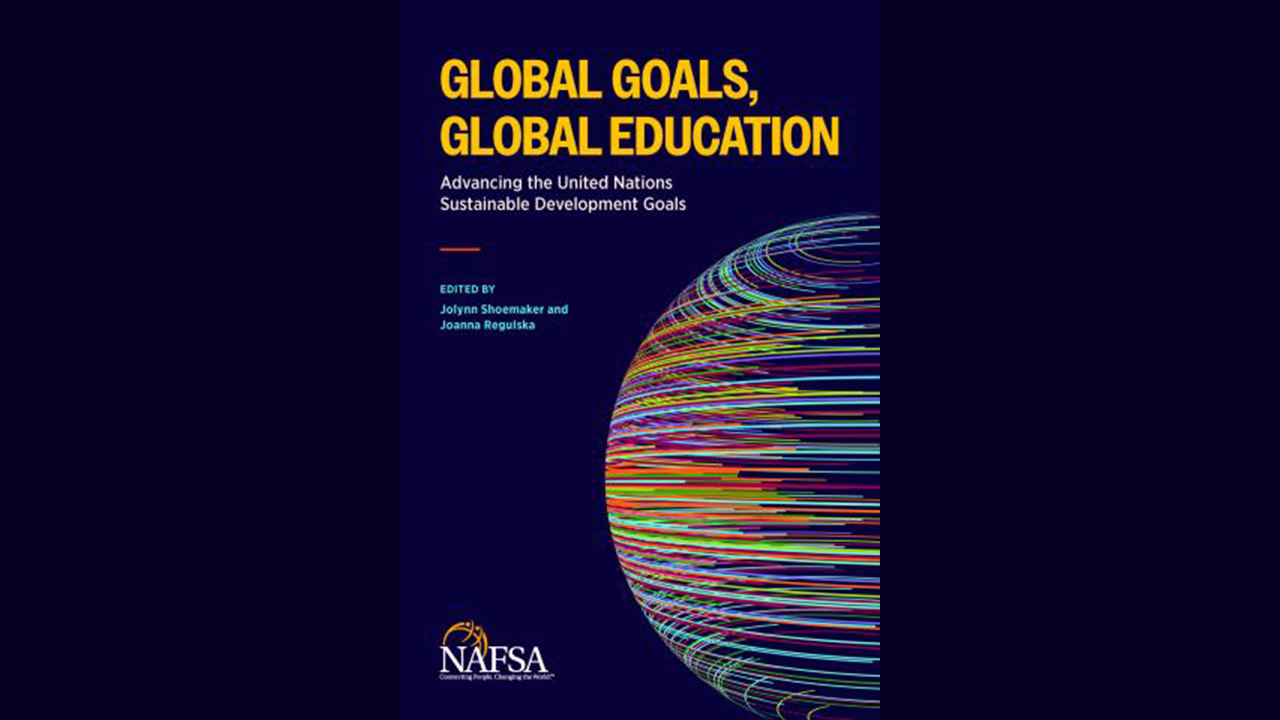 Book cover featuring colorful line drawing of globe