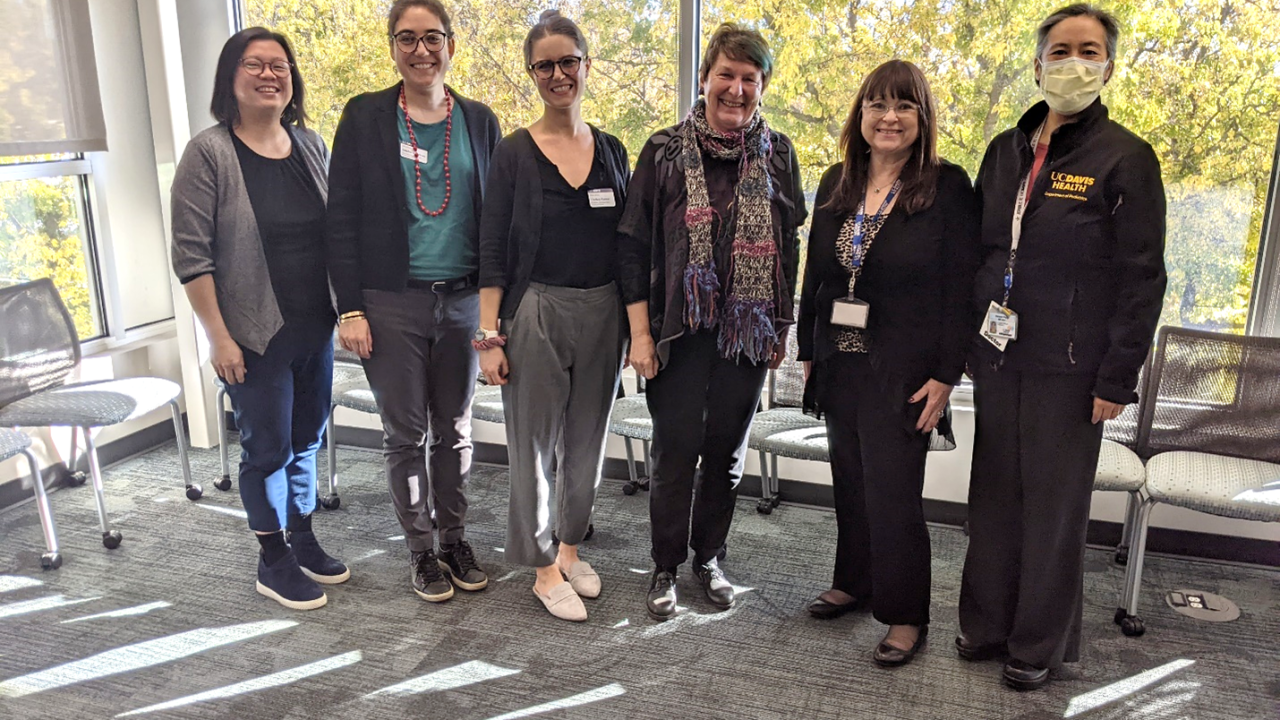 Six UC Davis faculty and staff members involved in the Asia Pacific Women in Leadership Mentoring Program smile at the camera camera