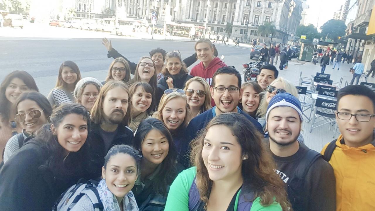 Group of students and faculty abroad in Argentina