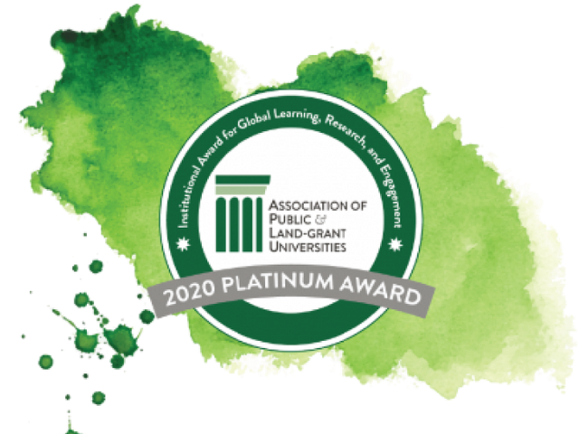 APLU Platinum Award with green watercolor