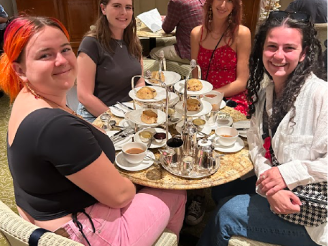 Jessica and her friends enjoy tea in York.
