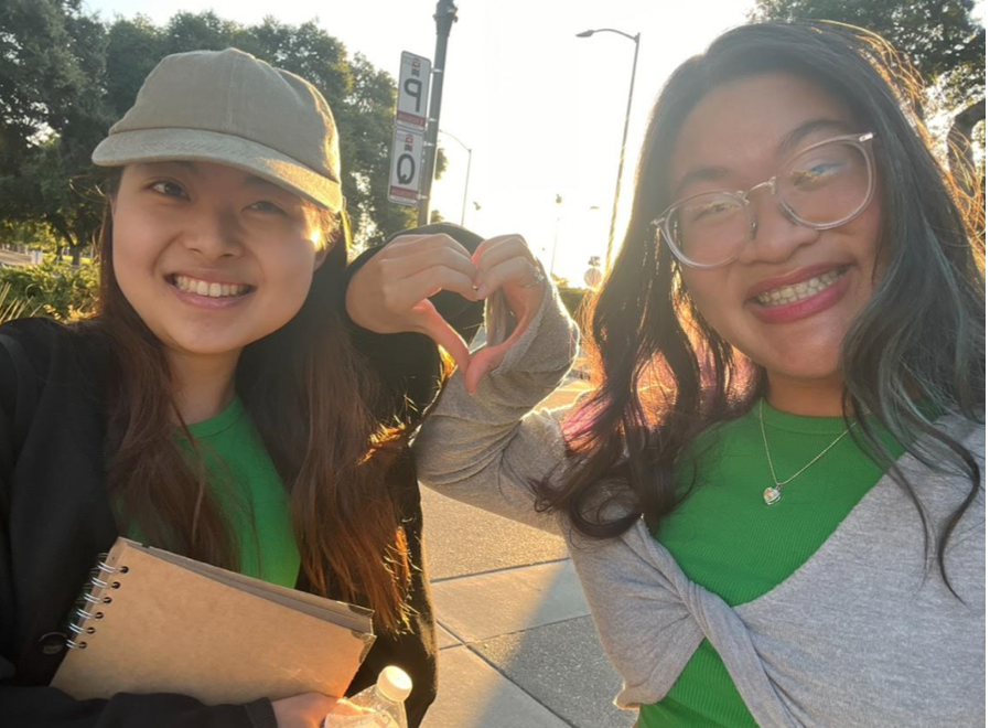 Kiara and friend smile for a selfie.