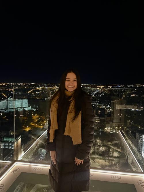 Kate at the Círculo de Bellas Artes Rooftop Bar in Madrid, Spain.