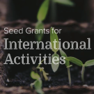 Seed Grants for International Activities text over a photo of seeds growing.