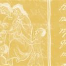 Yellow background with white cursive lettering and drawing