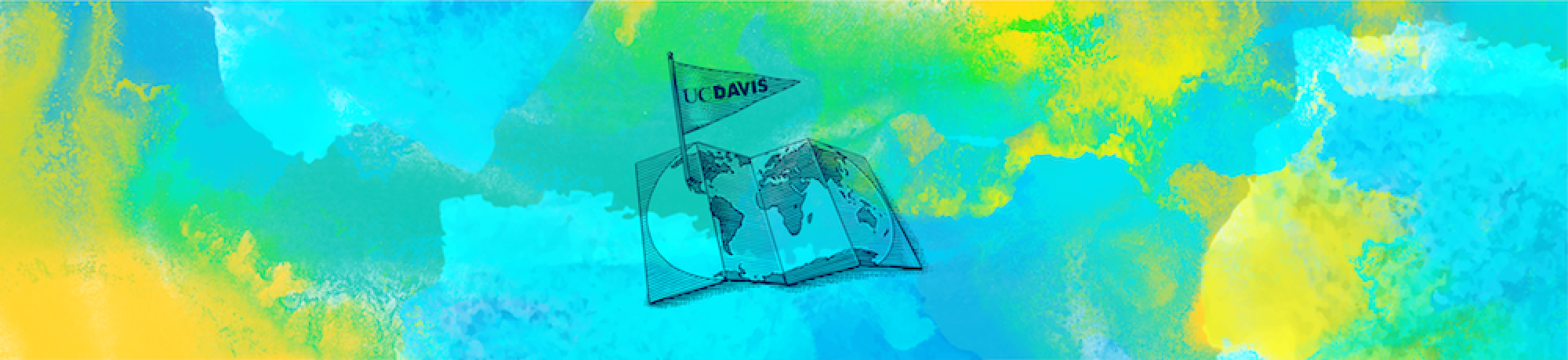 Watercolor background with UC Davis map