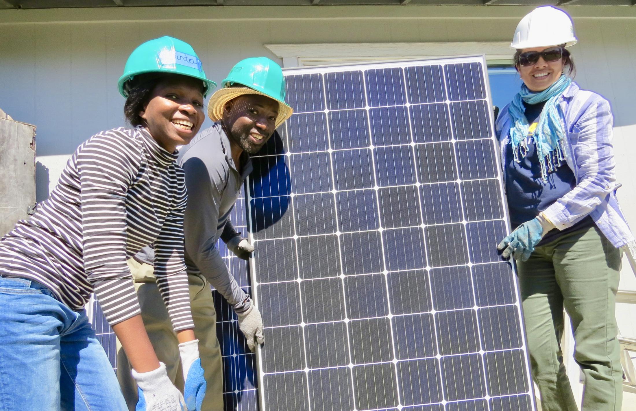 Solar panel installation with Humphrey Fellows