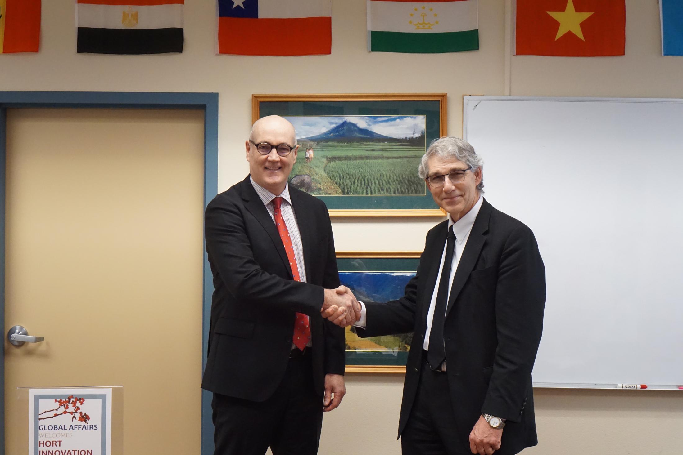 Hort Innovation and UC Davis Representatives Shaking Hands