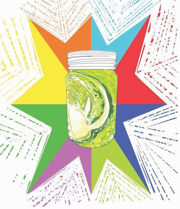 Drawing of kraut in a mason jar