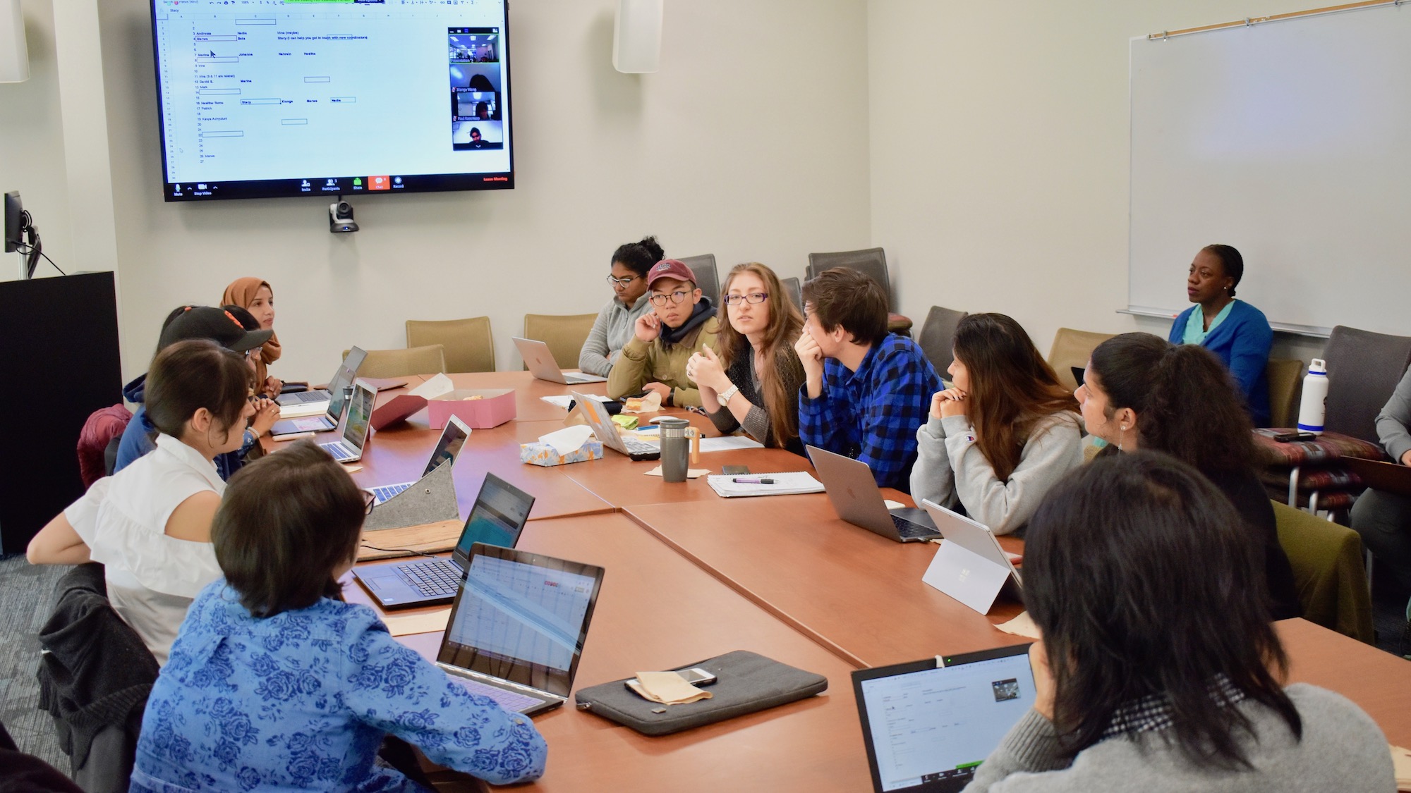 Fellows discussing project ideas during a meeting