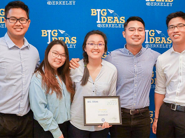 team photo of students winning an award