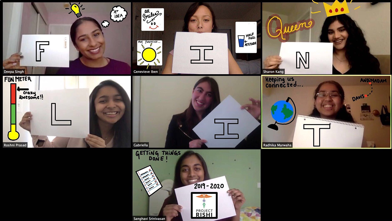 Students from Project RISHI participate in a Zoom video call