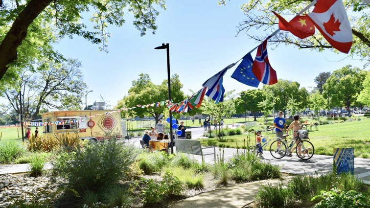 Fair outside International Center