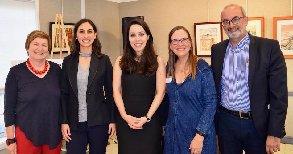 UC Davis Global Affairs Leadership with two 2017-18 UC Davis Humphrey Fellows Fernanda Gonzalez (Ecuador), Laila Annouri (Morocco).