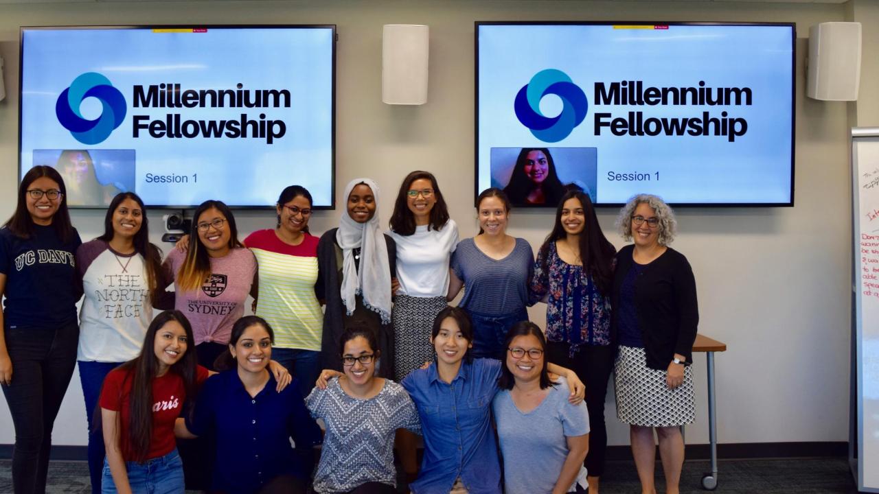 UC Davis UN Millennium Fellows with Nancy Erbstein (R), faculty member and director of Global Education for All. UN Millennium Fellows with faculty member