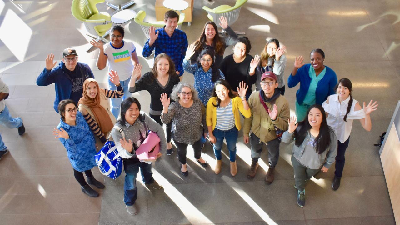 2019-20 Global Education for All Fellows with Nancy Erbstein, associate vice provost of Global Education for All (first row, second from left). Bonnie Shea/UC Davis 2019-20 Global Education for All Fellows