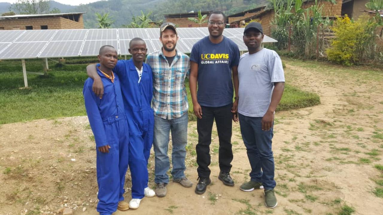 UC Davis Ph.D. student Nicholas Bowden (third from right) and 2017-18 UC Davis Mandela Washington Fellow Janvier Kabananiye (second from left) in Rwanda. UC Davis Ph.D. student Nicholas Bowden (third from right) and 2017-18 UC Davis Mandela Washington Fellow Janvier Kabananiye (second from left) in Rwanda.