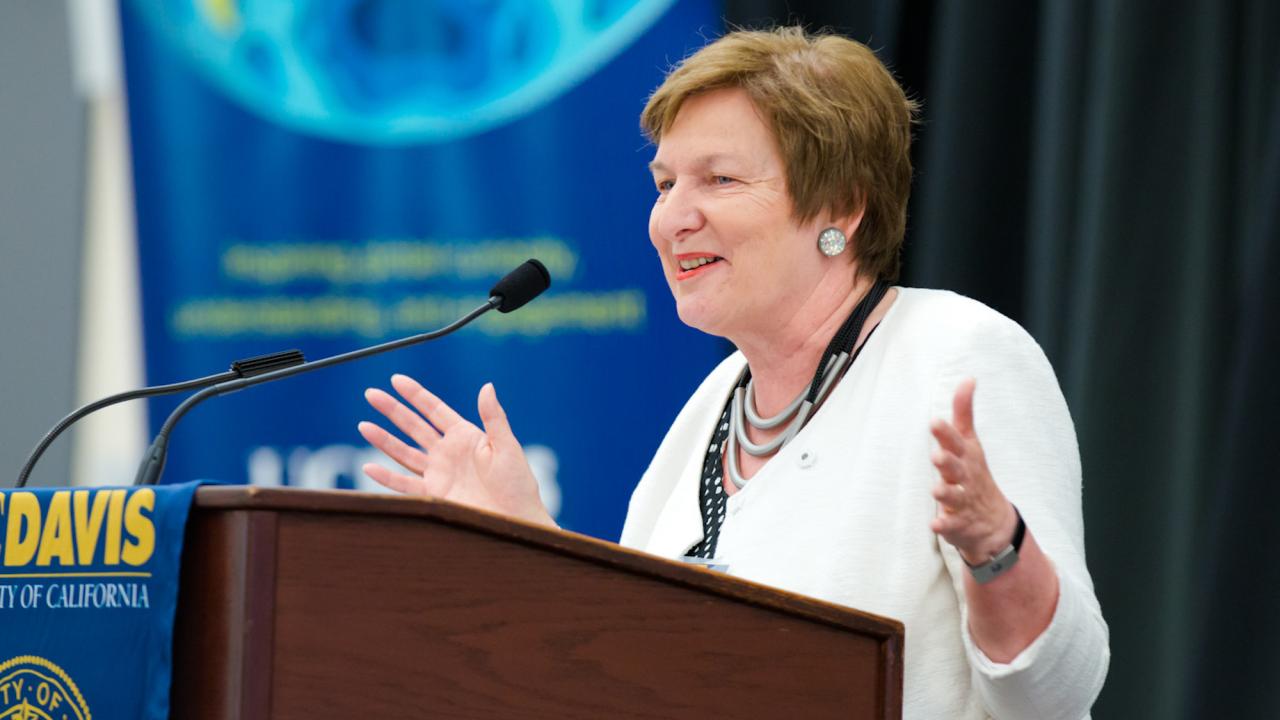 Vice Provost and Associate Chancellor of Global Affairs Joanna Regulska Joanna Regulska at podium