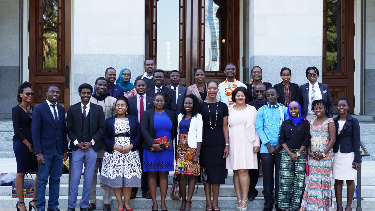 The 2018 cohort of UC Davis Mandela Washington Fellows at the California State Capitol. The 2018 cohort of UC Davis Mandela Washington Fellows at the California State Capitol.