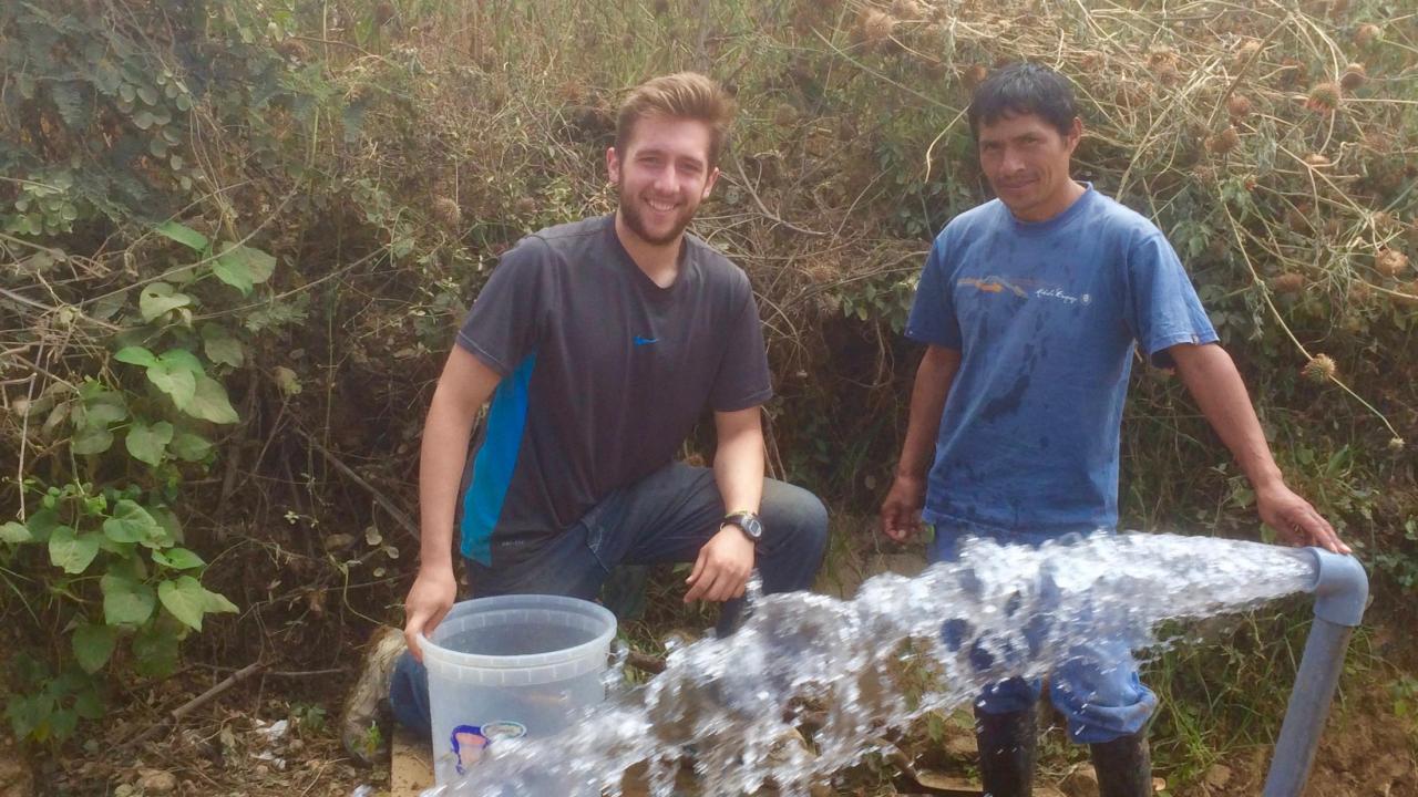 Nicolas Dante Dilliott, fourth year civil engineering student and Blum Center for Developing Economies Fellow, in action in Peru. Nicolas Dante Dilliott in Peru