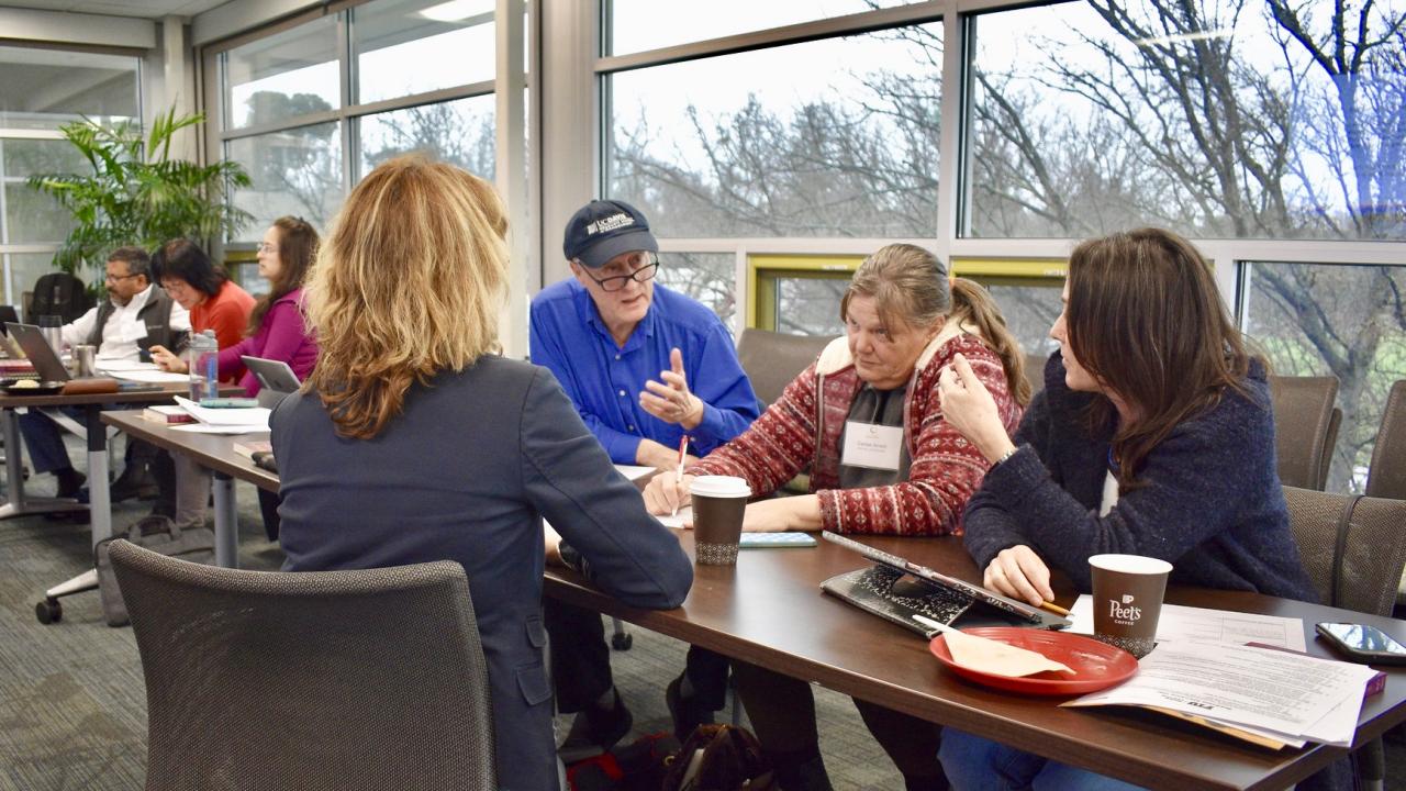 Lecturer John Goldberg (left) and colleagues during a Curriculum Enhancement Through Global Learning session. John Goldberg and colleagues during Curriculum Enhancement program