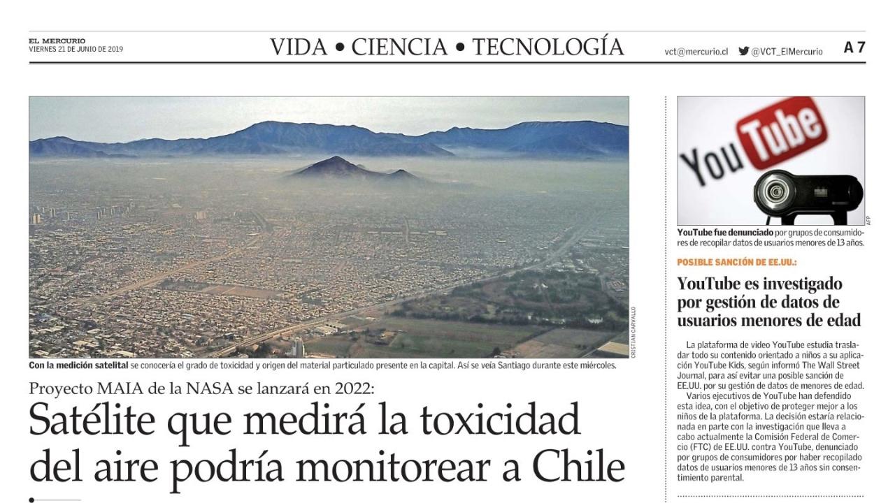 Satellite view of Santiago, Chile. (El Mercurio) Satellite view of Santiago, Chile.