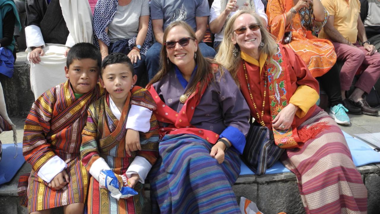 Global Affairs Director of Professional Programs Karen Beardsley (second from right) during her most recent visit to Bhutan. Bhutan-picture