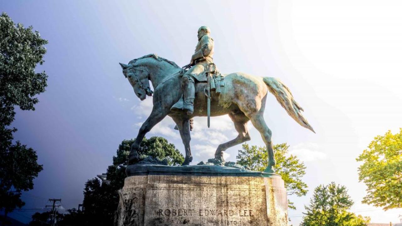 Statue of Robert E. Lee. A UC Davis professor predicts more Confederate monuments will come down in 2018. Getty Images. Statue-Robert-E-Lee
