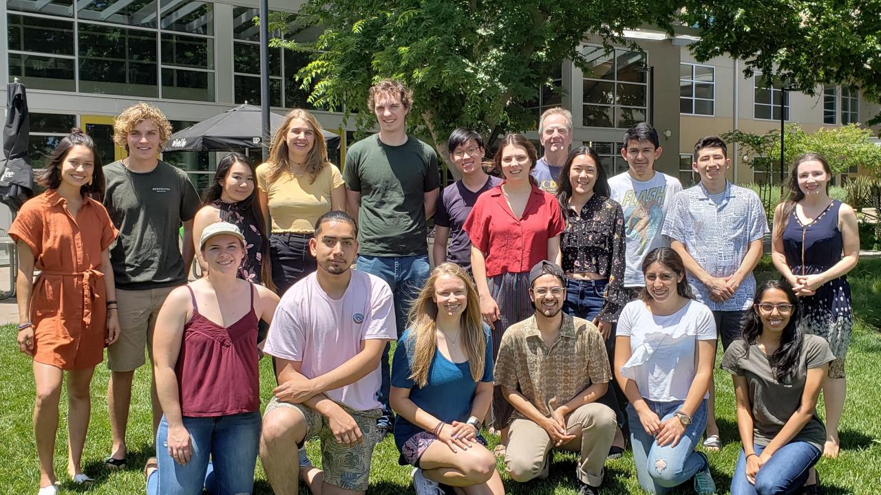 2019 Blum Fellows gathered in front of the International Center during their preparatory course Students outside International Center